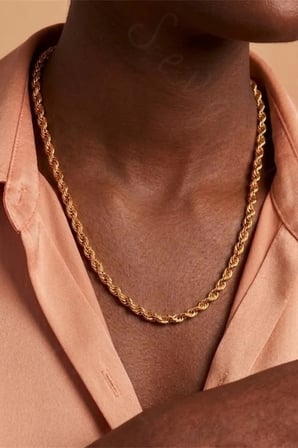 Halat / Örgü Zincir Model Gold Çelik Kolye | Sarmal Unisex Kolye | Kuzey Serisi