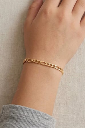 Gold Renk Figaro Model Çelik Zincir Çocuk Bileklik | Ok Serisi