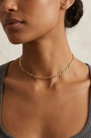 Gold Figaro Model Choker Çelik Zincir Kolye | Kadın Kolye | Choker Serisi