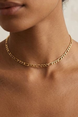 Gold Figaro Model Choker Çelik Zincir Kolye | Kadın Kolye | Choker Serisi