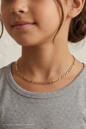 Gold Figaro Model Çelik Zincir Çocuk Kolye | Şık ve Minimal Tasarım | Vera Serisi