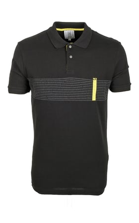 Erkek Polo Yaka Tişört Baskılı Siyah %100 Pamuk Slim Fit T-shirt NCS JEANS 1124