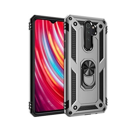 Smcase Xiaomi Redmi Note 8 Pro Kılıf Vega Yüzüklü Tank Kapak  Nano Ekran Koruyucu