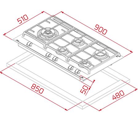 Teka GZC 95320 XBC BK Doğalgazlı Ankastre Ocak