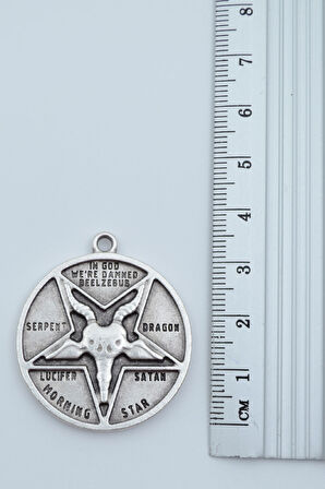 3'lü Lucifer Morning Star Pentagram Pagan Keçi Şeytan Gümüş Kaplama Kolye Seti