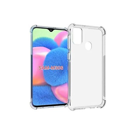 Smcase Samsung Galaxy M30s Kılıf Darbe Korumalı Silikon  Nano Ekran Koruyucu