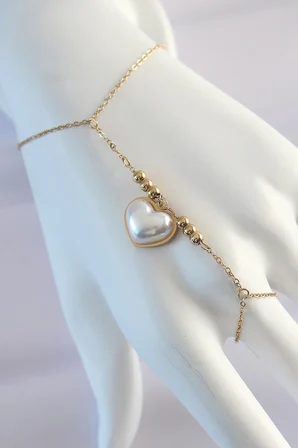 316L Çelik Gold Renk Beyaz Bubble Kalp Tasarımlı Şahmeran