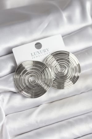 MEKS Pirinç Gümüş Renk Circle Model Kadın Küpe