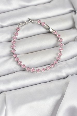 MEKS Pembe Zirkon Taşlı Pirinç Su Yolu Kadın Bileklik Standart
