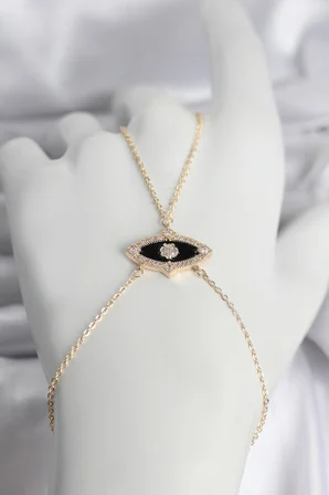 MEKS Pirinç Göz Model Gold Renk Zirkon Taşlı Kadın Şahmeran