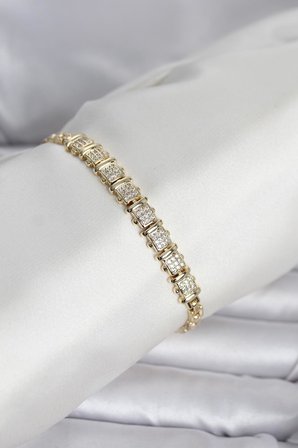 Meks Kadın Zirkon Taşlı Gold Renk Bileklik Standart