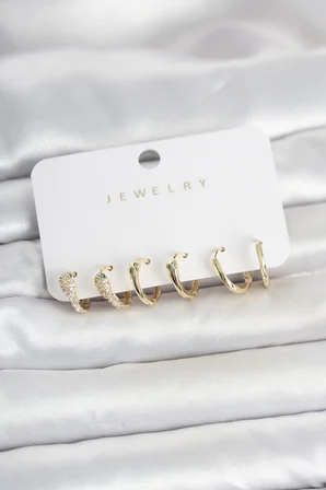 MEKS Pirinç Gold Renk Yılan Model Kadın Küpe Seti