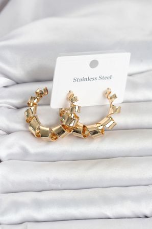 316L Çelik Gold Renk Spiral Halka Kadın Küpe