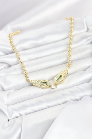 Pirinç Gold Renk Zirkon Taşlı Serenay Kolye