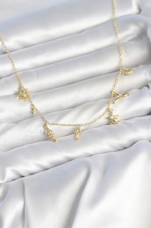 Pirinç Gold Renk Minimal Deniz Konsept Kadın Kolye