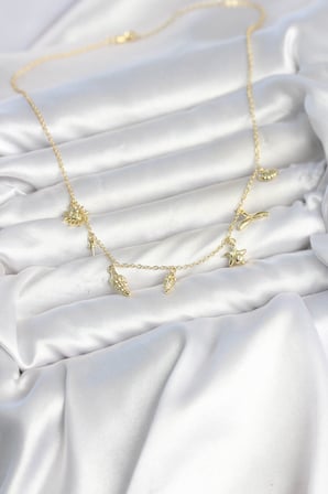 Pirinç Gold Renk Minimal Deniz Konsept Kadın Kolye
