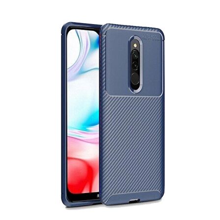Smcase Xiaomi Redmi 8 Kılıf Negro Karbon Desenli Silikon  Nano Ekran Koruyucu