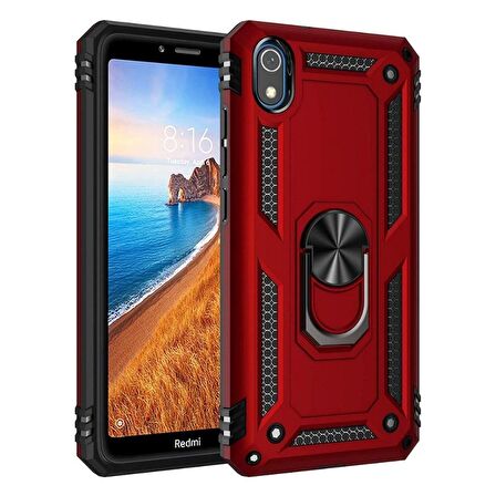 Smcase Xiaomi Redmi 7A Kılıf Vega Yüzüklü Tank Kapak  Nano Ekran Koruyucu