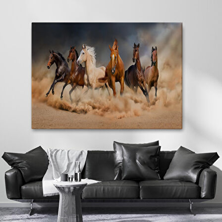 Harita Sepeti Koşan Atlar Dekoratif Kanvas Tablo 1126