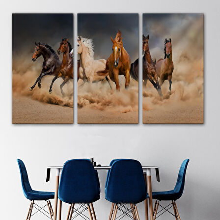 Harita Sepeti Koşan Atlar Dekoratif Kanvas Tablo 1126