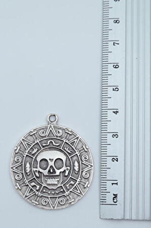 3'lü Karayip Korsan Sikke Ejderha Kılıç Korsan Gümüş Kaplama Kolye Seti