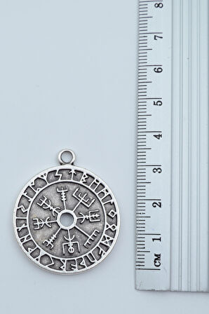 Vegvisir Pusula - Viking Sembol Gümüş Kaplama Kolye Ucu