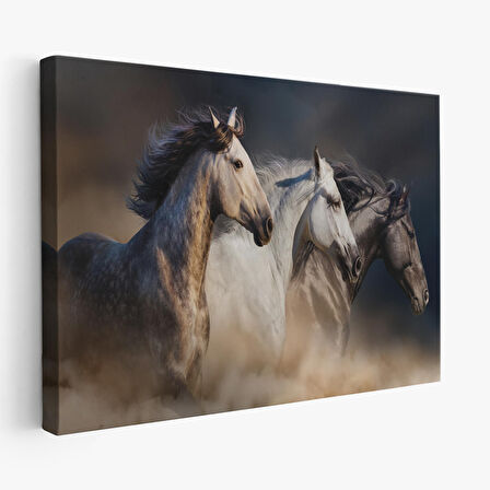 Harita Sepeti Koşan Atlar Dekoratif Kanvas Tablo -1129