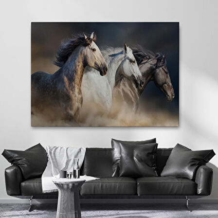 Harita Sepeti Koşan Atlar Dekoratif Kanvas Tablo -1129