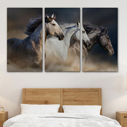 Harita Sepeti Koşan Atlar Dekoratif Kanvas Tablo -1129