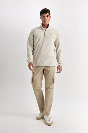 DeFacto Relax Fit Dik Yaka Fermuarlı Polar Sweatshirt D2348AX24AUBG106
