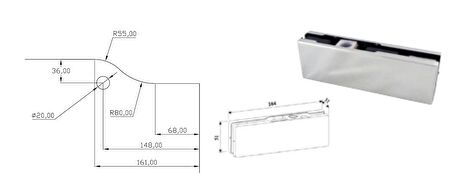 HT-6202-SSS Cam Kapı Menteşesi Üst