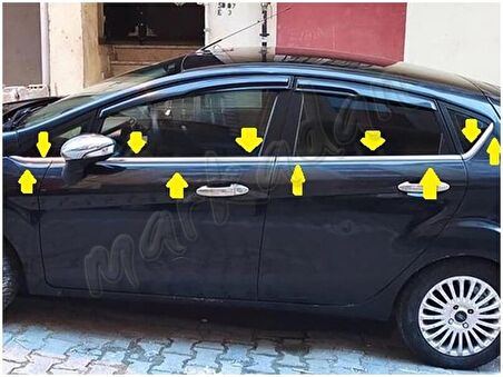 Markadan Ford Fiesta Krom Cam Çıtası 2009-2017 8 Parça Paslanmaz Çelik