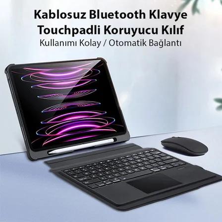 Dux Ducis iPad Pro 12.9 2022/2021/2020 SK Series Kablosuz Bluetooth Klavye Touchpad Kılıf-(5775)