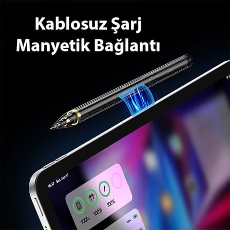 Dux Ducis SP-04 Manyetik Şarjlı Stylus Pen iPad Tablet Dokunmatik Kalem Transparent-(5775)