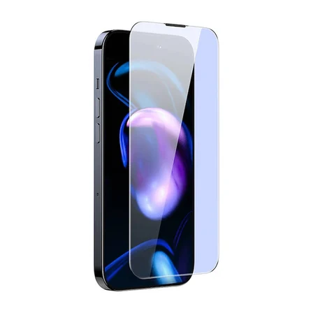 Baseus Crystal iPhone 15 Pro Max Full Koruma Anti Mavi Işık Tempered Cam Ekran Koruyucu 2 Adet Set-(5775)