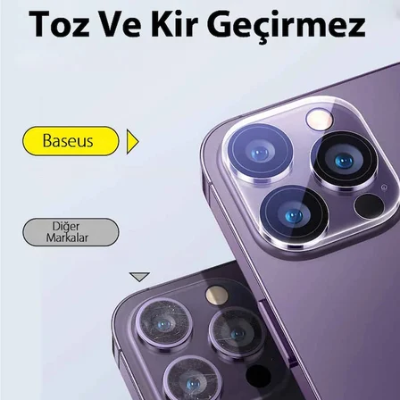 Baseus iPhone 15 Pro/15 Pro Max için Crystal Serisi HD Cam Kamera Koruyucu 2 Adet Set-(5775)