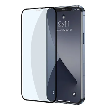 Baseus İPhone 12-12 Pro 0.3MM Full Anti Blue Light Tempered Cam Ekran Koruyucu 2Adet Set-(5775)