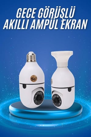 Gece Görüşlü Akıllı Dönebilen Ev Kamerası Ampül Kamera