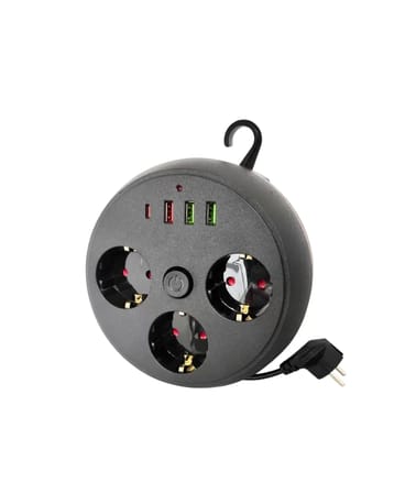 Güvenli Çoklu Priz 3 Priz 3 USB 1 Type C Termal Koruma Uzun Kablo