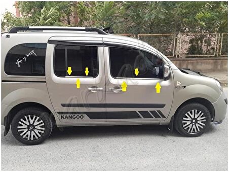 Markadan Renault Kangoo Krom Cam Çıtası 2008-2020 4 Parça Paslanmaz Çelik