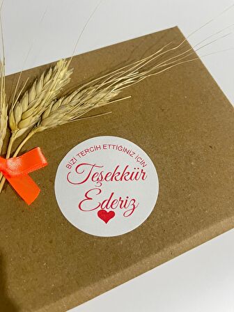Bizi Tercih Ettiğiniz İçin Teşekkür Ederiz Kalpli Yuvarlak Yapışkanlı Etiket 5x5 cm 100 adet