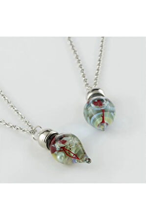 Sulu Çiçek Fanus Canlı Kolye