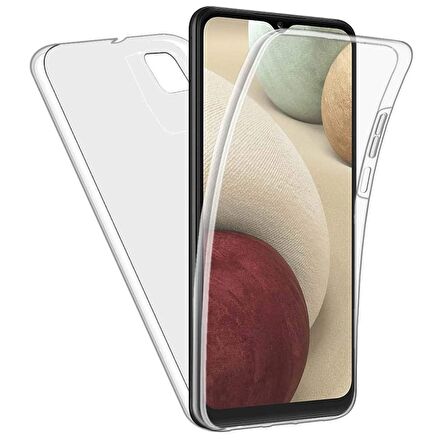 Gpack Samsung Galaxy A12 Kılıf Ön Arka Şeffaf Silikon Koruma