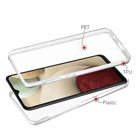 Gpack Samsung Galaxy A12 Kılıf Ön Arka Şeffaf Silikon Koruma