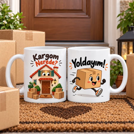 Kargom Nerede? / Yoldayım! 2'li Porselen Kupa Seti - MODEL 441