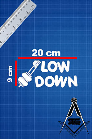 Low Down 20x9 Jdm Yazı Araba-motosiklet Cam Etiket Sticker Beyaz Renk