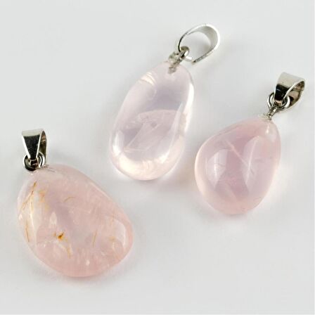 Pembe Kuvars Doğaltaş Kolye Ucu