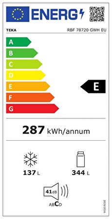 Teka Ankastre RBF 78720 GWH Çift Kapılı Low Frost Buzdolabı