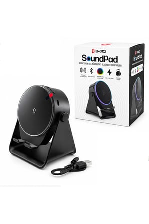 SoundPad Bluetooth Hoparlör - İndüksiyon Temas Özellikli - Telefon Standlı - Type-C Şarj - RGB Ambi