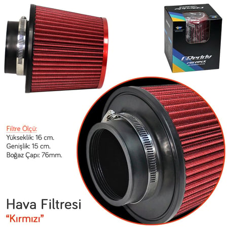NYF GReddy Hava Filtresi Kırmızı 16cmx15cm (Giriş: 76mm) AF09-RD